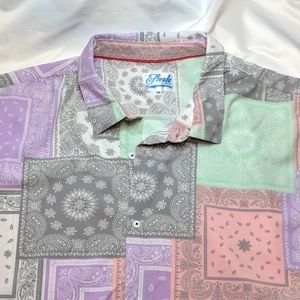 Fresh Prints Shirt Men's 5XL Geometric Bandana Paisley Short Sleeve Button Up.